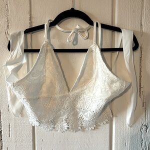 Boture White Lace Bralette Size M